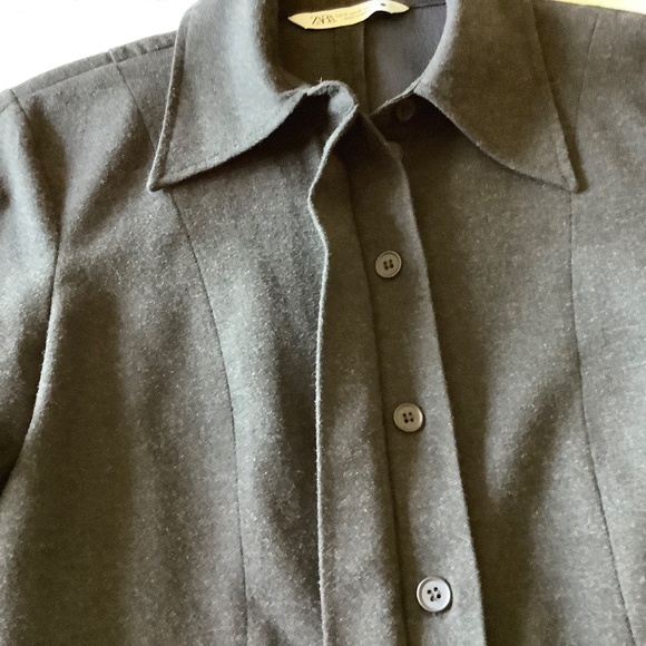 Zara dark gray flannel like cropped jacket Medium - Picture 8 of 13